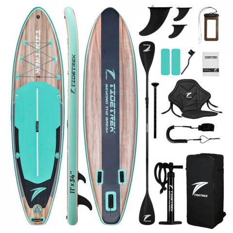 Сапборд TIDETREK SUPTT71S (335*86*15) бирюзовое дерево с сиденьем и двойным веслом, код 78941